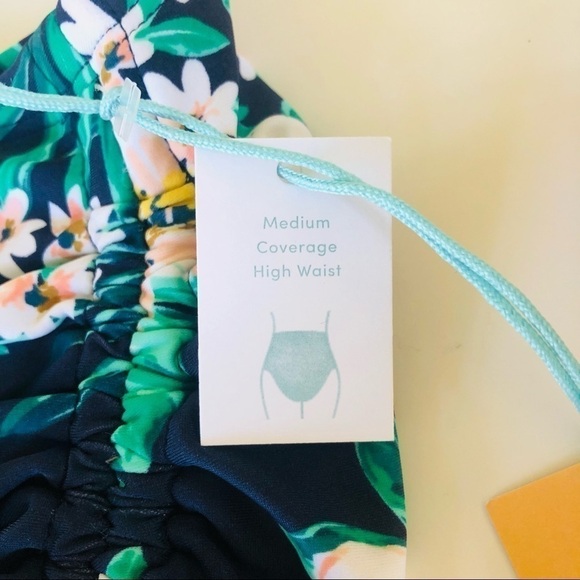 Kona Sol High Waisted Medium Coverage Tropical Floral Bikini Bottom Sz 16W/18W - Picture 10 of 11